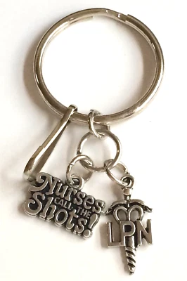 LPN Enfermería Caduceo Llavero Bolso de Mano Dije Cremallera Tirar Regalo de Graduación Foto 1 de 4
