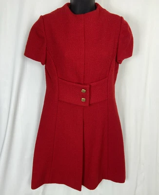Vestido recto vintage años 60 Stevens Forstmann rojo con cinturón mod para mujer talla S/M Foto 1 de 4