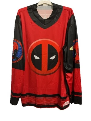 💣 Deadpool рубашка мужской костюм L/XL хоккей Джерси красный черный🆕 - Изображение 1 из 4