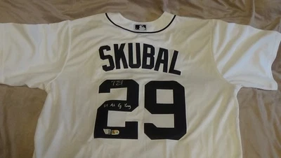TARIK SKUBAL SIGNED NIKE WHITE HOME JERSEY W/ AL CY YOUNG INSC MLB AUTHENTICATED - Image 1 of 4