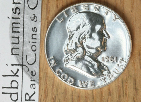 1961 Proof Franklin Half Dollar - 50¢ - 90% Silver Coin - Choice to Gem Proof Cover
