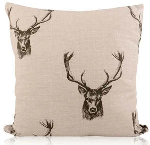 Handmade Fryetts Charcoal Country Stag/Deer Head linen Style Filled Cushion - Picture 1 of 3