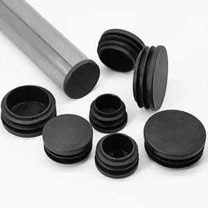 Round Plastic Blanking End Caps Tube Pipe Plug Inserts Bung 10/20/30-140mm Black - Picture 1 of 56