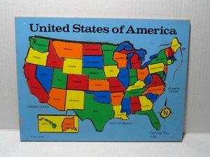 1971 CONNOR TOY - WOOODEN  UNITED STATES PUZZEL MAP - 14 PIECES - NO. 8450 - Picture 1 of 4
