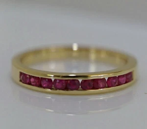 R165 Genuine 9K or 18K Gold Natural Ruby Ring Eternity Channel Wedding Band - Picture 1 of 8