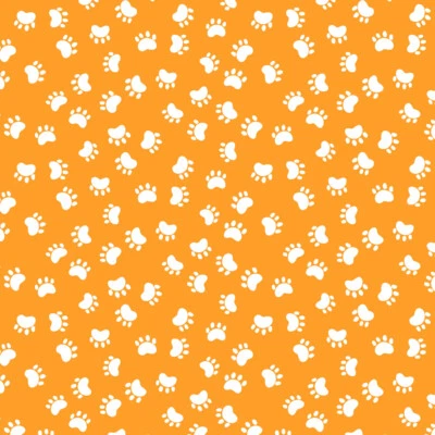 Susybee  Kitty the Cat Paw Prints Quilt Fabric sold by 1/2 Yard orange - Image 1 of 2