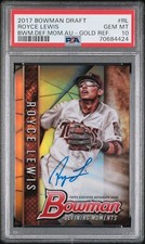ROYCE LEWIS Twins - 2017 Bowman Draft Defining Moments  Gold Auto /50 PSA 10