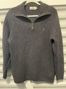MONTAGUT PARIS mens Long Sleeves Gray Cashmere 1/4 zip sweater France sz 110 - Picture 1 of 9