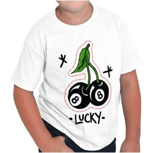 Cool Urban Streetwear Lucky 8 Ball Cherries Youth Crewneck T Shirts Boy or Girl - Picture 1 of 7