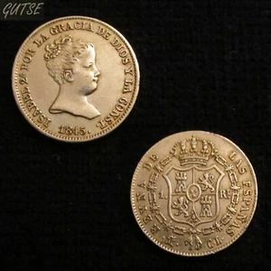 SPAIN, 755-ISABEL II, 1 REAL 1845, MADRID CL, SILVER, XF. - Picture 1 of 3
