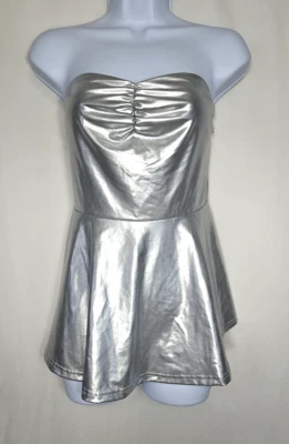 Top Allegra K Para Mujer Metálico Plateado Sin Mangas Estilo Peplum Talla Grande - Nuevo Con Etiquetas Foto 1 de 4