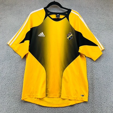 Adidas Soccer Shirt Golden Yellow A.I.K. Stockholm Sweden Activewear Mens XL Cover