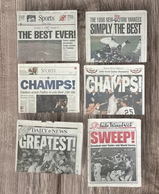 Набор из 6 газет NY/NJ 1998 NEW YORK YANKEES чемпионы мировой серии - Изображение 1 из 4