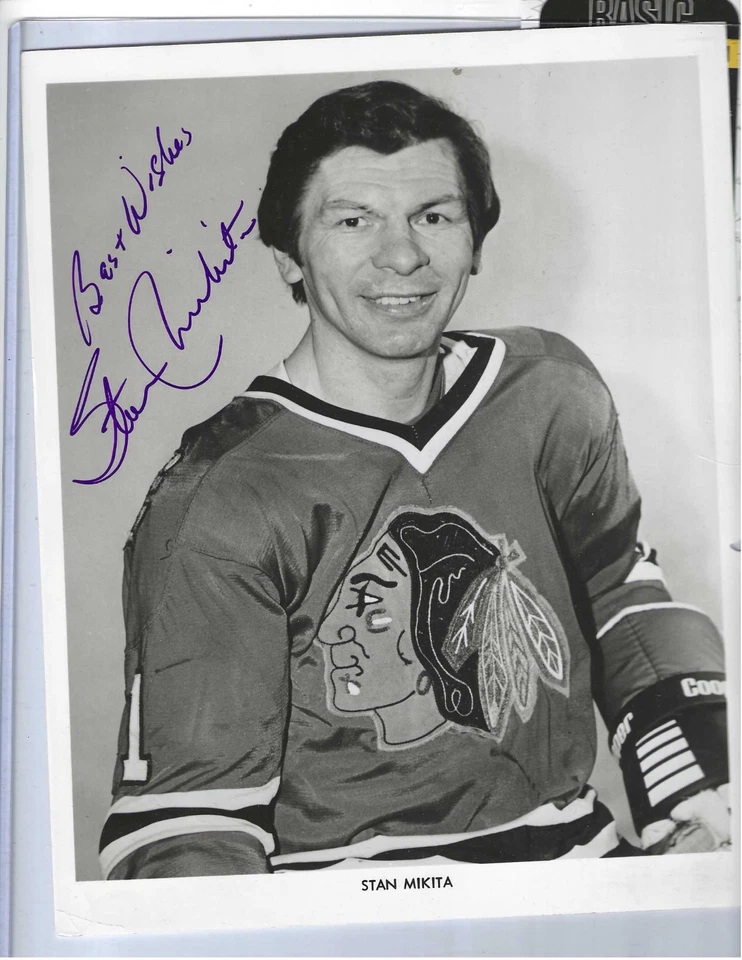 Foto autografiada 8x10 Stan Mikita Chicago Blackhawks hockey HOFer certificado de autenticidad JSA Foto 1 de 1