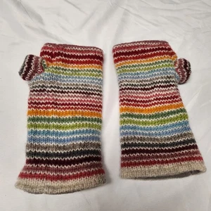 Guantes exteriores de lana a rayas Pachama Hoxton hechos a mano boho coloridos - Imagen 1 de 4