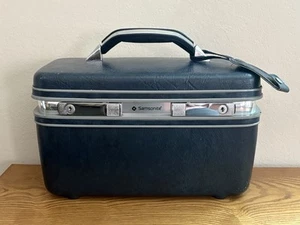 Vintage Samsonite Profile II Make-up Kosmetik Zug Koffer Gepäck blau mit Schlüssel USA - Bild 1 von 10