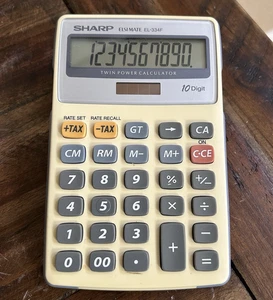 Vintage Sharp EL-334F Calculator – Twin Power 10-Digit Solar + Battery - Picture 1 of 7