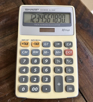 Vintage Sharp EL-334F Calculator – Twin Power 10-Digit Solar + Battery - Image 1 of 4