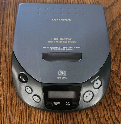 Reproductor de CD portátil Optimus CD-3470 1 bit DAC sin auriculares ni adaptador de CA ~ probado Foto 1 de 4