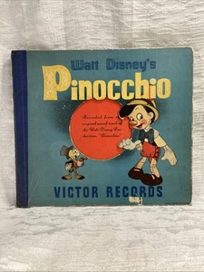 Walt Disney Pinocho 78 RPM Caja Juego de 3 Discos 1940 RCA Victor Libro De Colección - Imagen 1 de 23