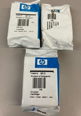 Lot of 3 Genuine HP 57 High Yield Tricolor Original Ink Cartridges (C6657A) - Image 1 of 2