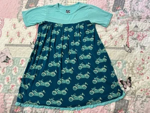 Kickee Kids Blue Print Short Sleeve Dress Toddler XS 5/6 Bamboo Viscose - Picture 1 of 3