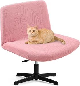 Armless Wide Office Desk Chair Cover, Modern Fabric Vanity Chair Cover, Adjustab - Picture 1 of 12