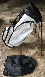 RJ SPORTS MICHELOB ULTRA WHITE CARRY STAND GOLF BAG W/ RAIN COVER & 5-WAY NEW - Picture 1 of 11