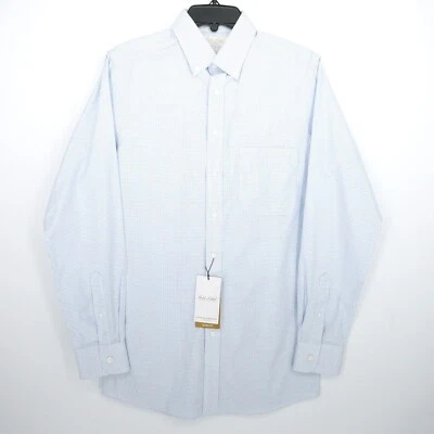 Camisa Roundtree Yorke Etiqueta Dorada 15-33 Ajuste Ajustado Blanco Azul Cuadros Sin Planchar Nueva con Etiquetas Foto 1 de 4