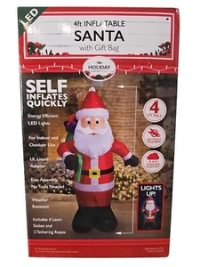 Christmas decorations outdoor. 4ft Self Inflatable Santa With Gift Bag From... - Picture 1 of 2