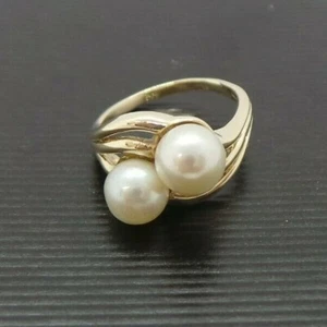 STUNNING 10K YG LADIES PEARL RING SZ 5  G120362-1  2.00 Grams  - Picture 1 of 10