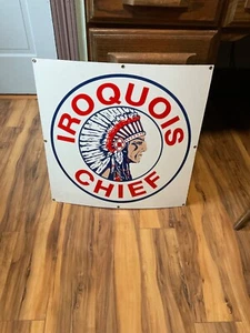 METAL SIGN. IROQUOIS CHIEF. 20" X 20" - Picture 1 of 9