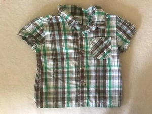 Kidgets Ragazzo Taglia 24M - Top Camicia Marrone a Quadri Manica Corta con Bottoni - SL - Foto 1 di 3