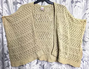 SMALL OPEN FRONT MIXED KNIT CROCHET CANYON RIVER BLUES PONCHO CARDIGAN SWEATER - Picture 1 of 7