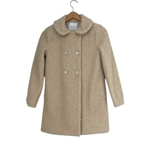 Janie And Jack Girl's Coat Size 10/12 Cream Sherpa Peacoat Button Front Pockets - Picture 1 of 12