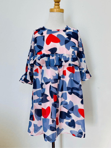 Abito Kate Spade New York bambina 6x chiffon stampa cuore San Valentino