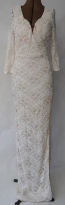 Women's WINDSOR Off White Embroidered Lace Lined Dress Size Medium Elegant - Image 1 of 4