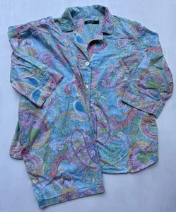 Lauren Ralph 100% Cotton 2PC Pajama Set Blue Paisley Lightweight SZ XL - Picture 1 of 14