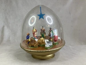 Vintage Musical Nativity scene. Enclosed dome rotates playing "Silent Night - Picture 1 of 21