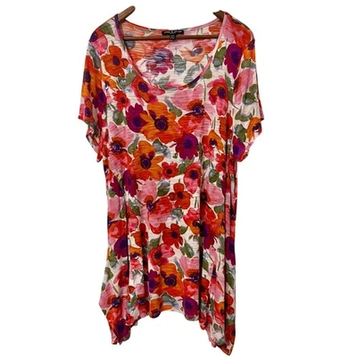 Кабель и калибр женщин цветочный печать v-образным вырезом коротким рукавом туника Топ плюс размер 2 X - Изображение 1 из 4