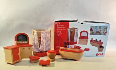 Set goki Puppenstubenmöbel Puppenstube Badezimmer Wanne Dusche WC Waschtisch OVP - Bild 1 von 4