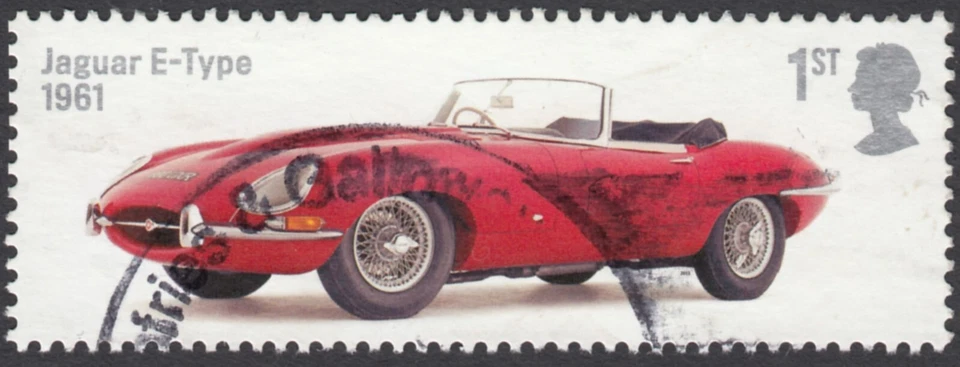 E Type Jaguar 1961  illustrated on 2013  used GB stamp - Image 1 of 1