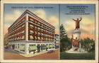 Francis Scott Key Hotel Frederick Maryland Flagge Auto zwei Ansichten ~ 1930er Jahre Leinen