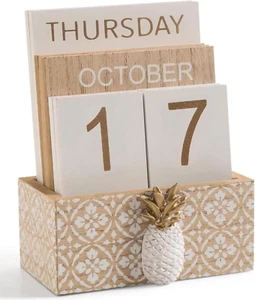 Block Calendar for Desk 2025, Wood Desk Perpetual Calendar, Valentines Day Gift - Picture 1 of 7
