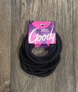 GOODY OUCHLESS THICK HAIR NO METAL HAIR TIES 10ct BOLD HOLD -Black