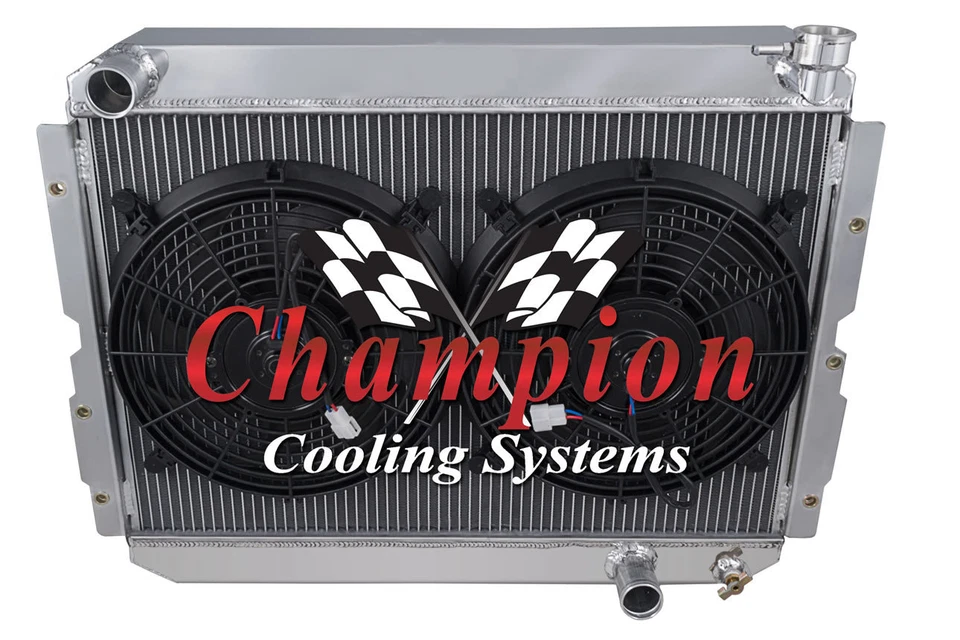 Radiador RR Champion 2 filas, 2 ventiladores de 12" para Toyota Land Cruiser FJ65 1981-1990 Foto 1 de 4