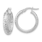 Real 14kt White Gold Polished And Diamond-cut Inside And Out Fancy Hoop Earrings