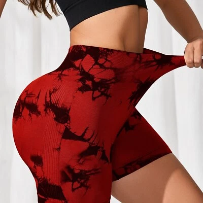 Pantalones Cortos de Yoga Tie Dye Para Mujer Push Up Gimnasio Botín Levantamiento Ropa Deportiva Sin Costuras Foto 1 de 4
