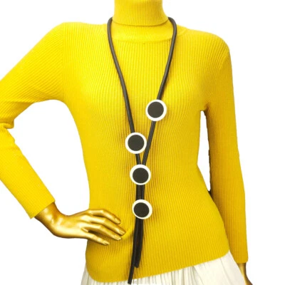 Lagenlook XXL Kautschukkette Halskette Handgemacht Kette Modeschmuck Kautschuk - Bild 1 von 2