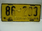 1945 West Virginia License Plate     86 - 203          Vintage  11281